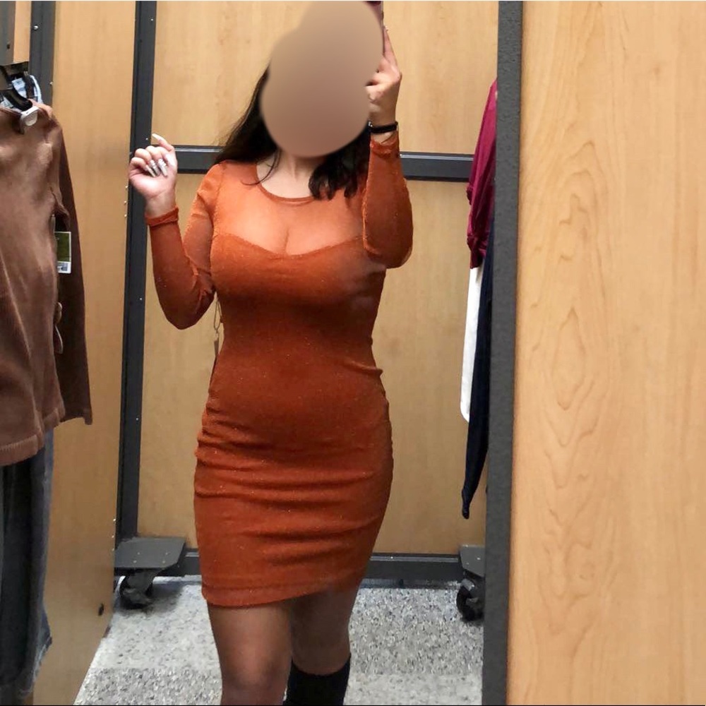 Haute Monde | Orange Fall Dress - Picture 5 of 5